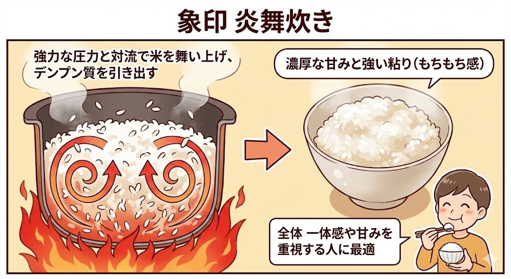 象印「炎舞炊き」で炊いたご飯の特徴