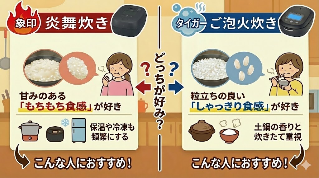 炎舞炊き・ご泡火炊き比較